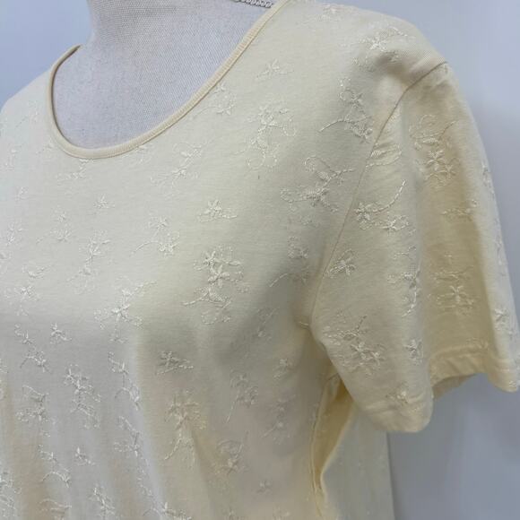 Talbots Yellow Embroidered T-Shirt Size Large Casual Minimalist Streetwear - Picture 5 of 12